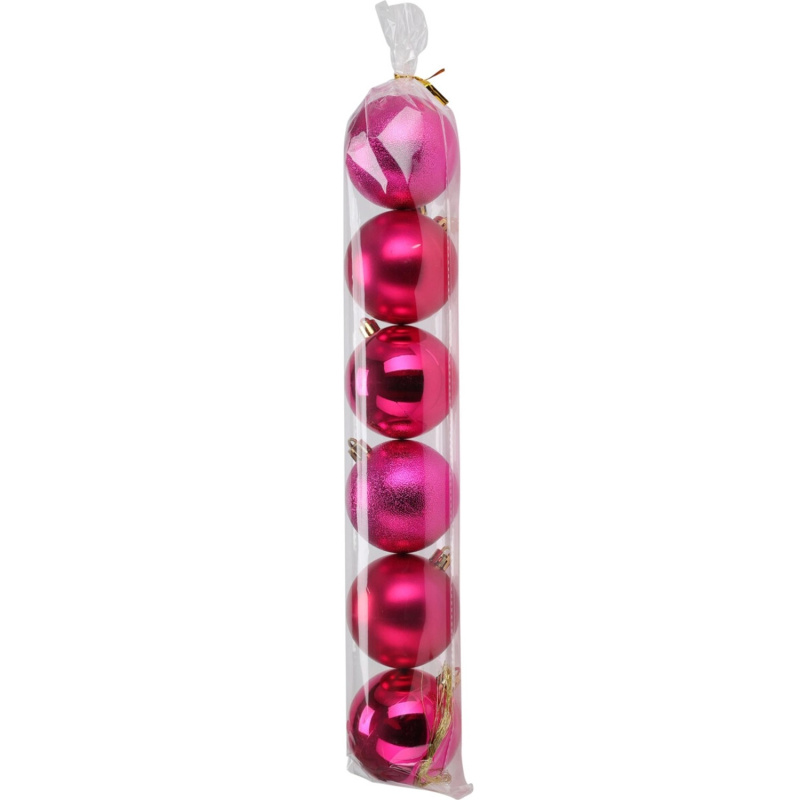 Koopman Sada vánočních ozdob fuksiová pr. 8 cm, 5 ks