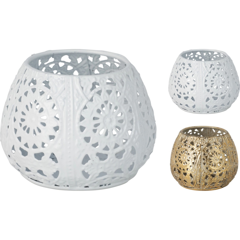 Koopman Svícen kovový různé barvy 8,8 x 8,5 x 8 cm