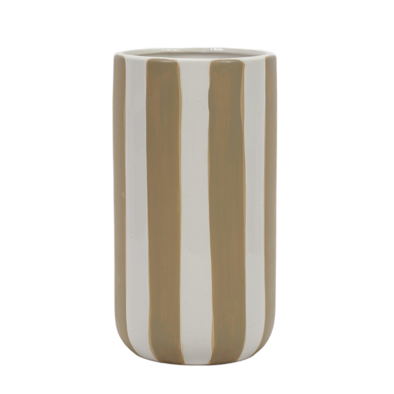 Home Styling Collection Keramická váza s pruhy, Ø 12 x 20 cm hnědý