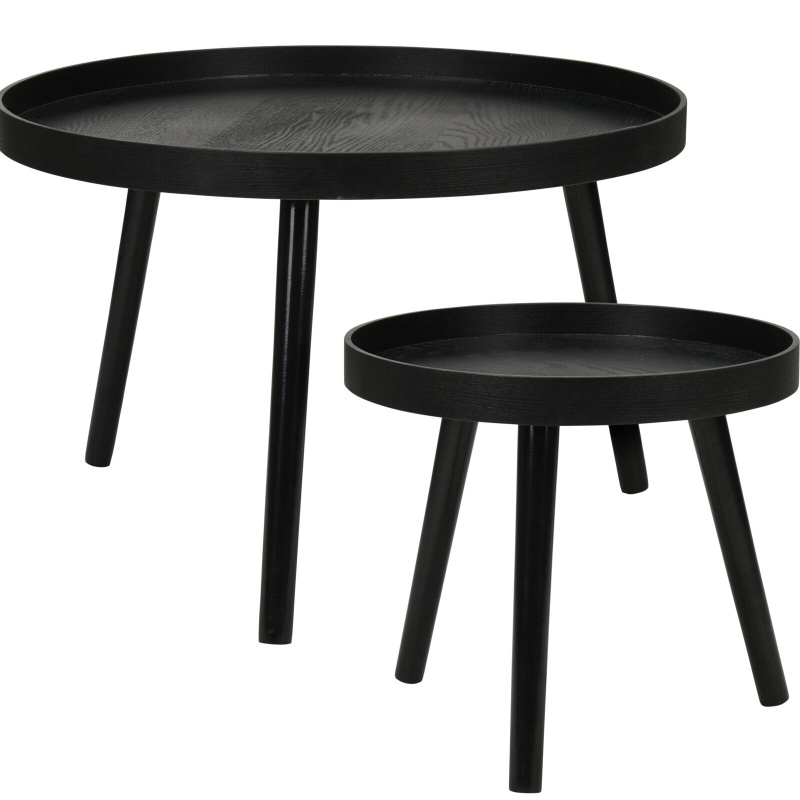 Home Styling Collection Sada odkládacích stolků ve dvou velikostech, Ø 60 cm, Ø 38 cm, černé černá