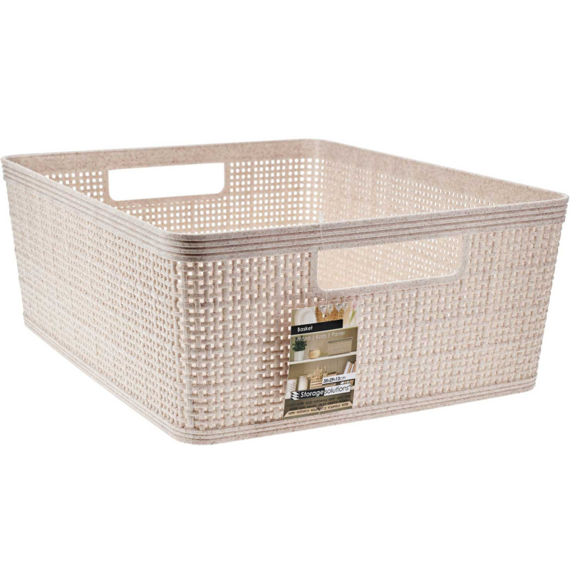 Storagesolutions Plastový úložný koš, 35 x 29 x 13 cm béžová