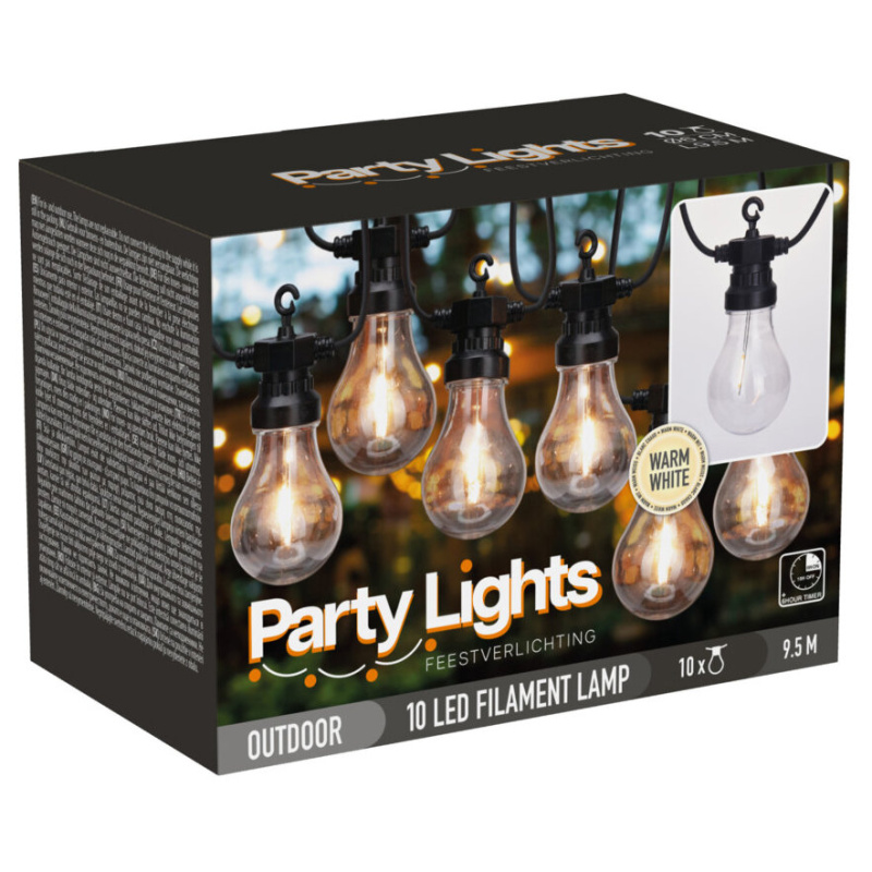 ProGarden Světelný řetěz 10 LED, 450 cm černá