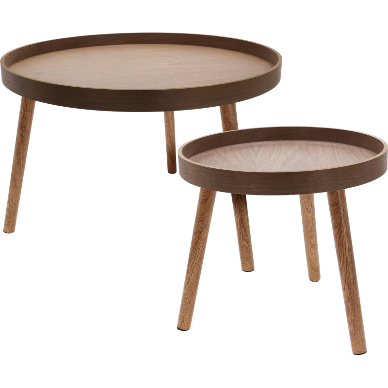 Home Styling Collection Sada odkládacích stolků ve dvou velikostech, Ø 60 cm, Ø 38 cm, hnědé hnědý