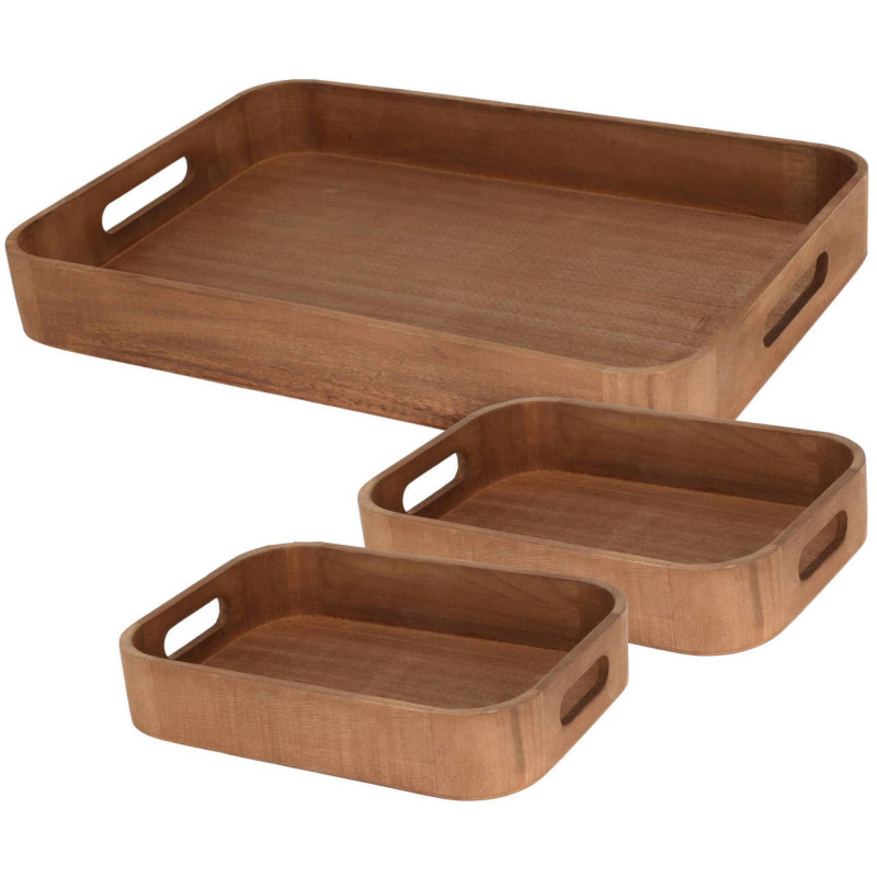Home Styling Collection Servírovací podnosy různých velikostí, 3 ks. hnědý