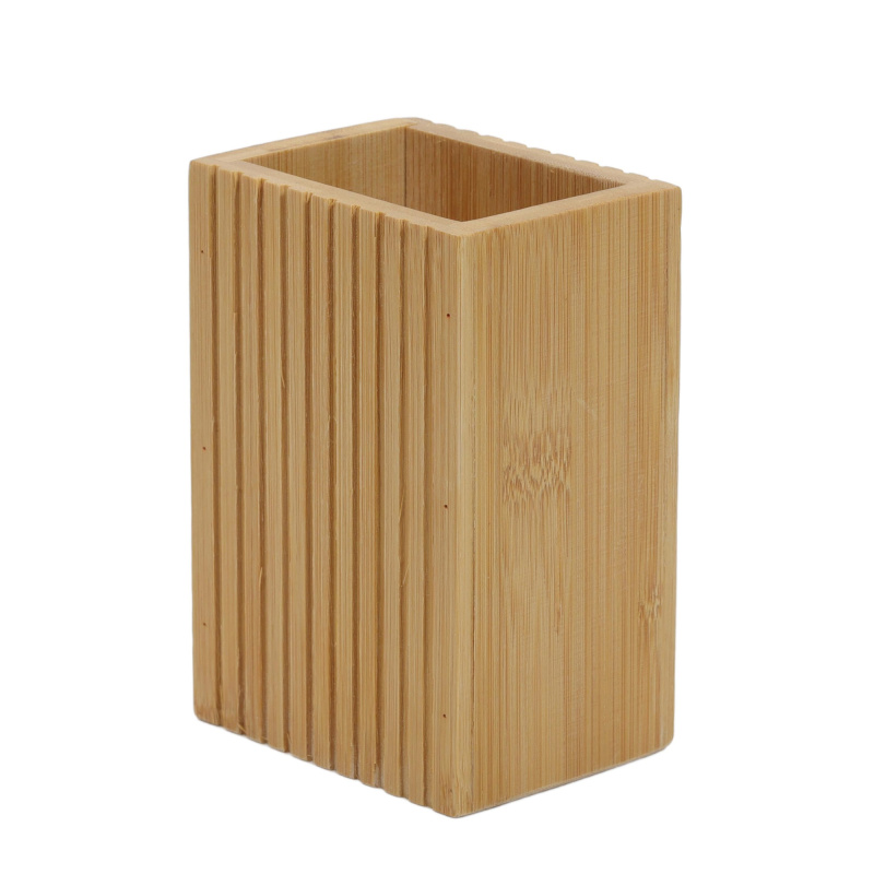 Bathroom Solutions Bambusový kelímek na zubní kartáčky, 9 x 7 x 12,5 cm hnědý
