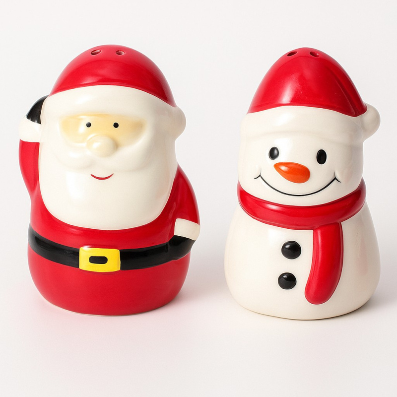 EH Excellent Houseware NOELUNE Slánka a pepřenka Santa Claus a sněhulák červený