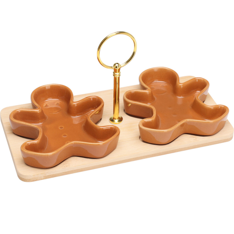 EH Excellent Houseware ZIMORA misky na perníčky na bambusové desce, 3 kusy hnědý