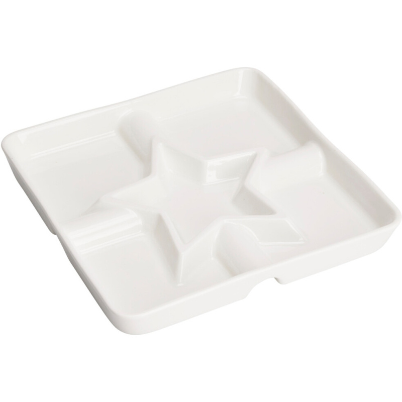 EH Excellent Houseware Tác na občerstvení s přihrádkami, 22 x 22 cm bílý