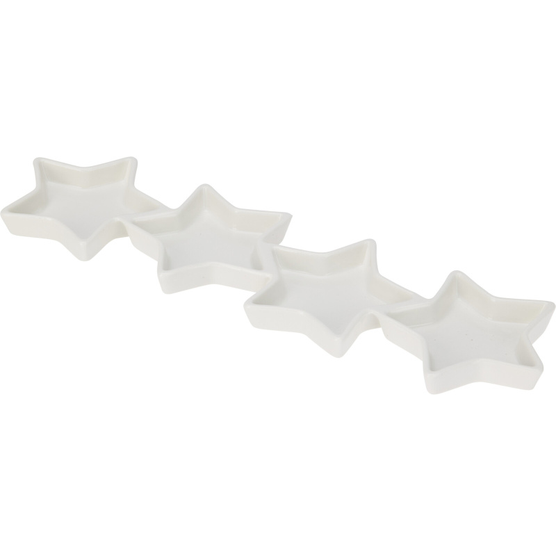 EH Excellent Houseware Tác na občerstvení ve tvaru hvězdy, 30 x 9 cm bílý