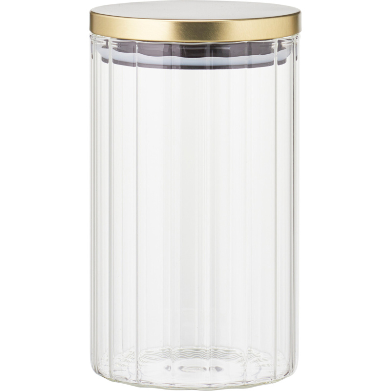 EH Excellent Houseware Skleněná dóza se zlatým víčkem, 1000 ml transparentní