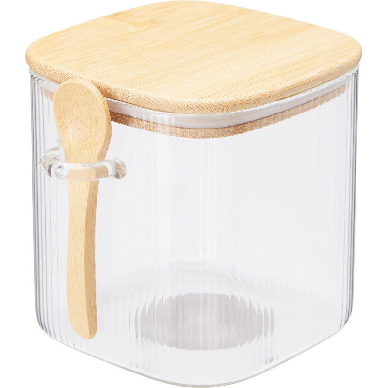 EH Excellent Houseware Skleněné nádoby ZUNI s víčkem, rýhované sklo transparentní 98465