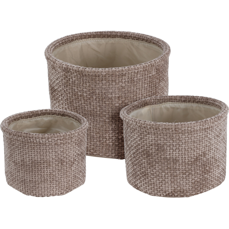 Home Styling Collection Sada 3 kulatých úložných košů hnědý