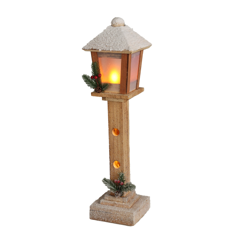 Home Styling Collection Vánoční dekorativní dřevěná lucerna s LED, 52 cm béžová