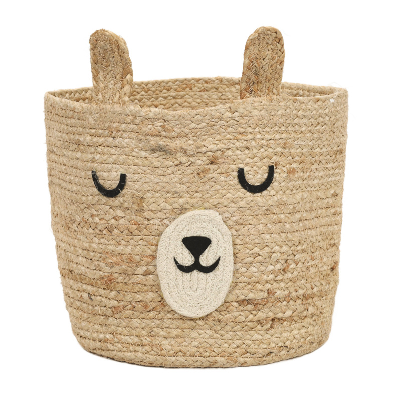 Kids Collection Úložný box na hračky medvěd s oušky JOY, Ø 28 cm hnědý