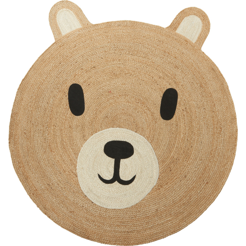 Kids Collection Dětský koberec NIMI, medvěd s oušky, Ø 117 cm hnědý