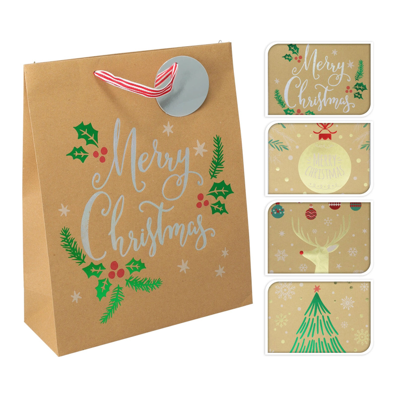 taška dárková 32x26x10cm (L) VÁNOČNÍ mix dekorů MAT387386