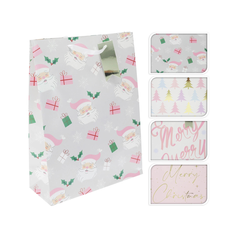 taška dárková 40x30x10cm (XL) VÁNOČNÍ RŮŽ mix dekorů