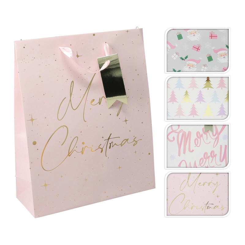 taška dárková 32x26x10cm (L) VÁNOČNÍ RŮŽ mix dekorů