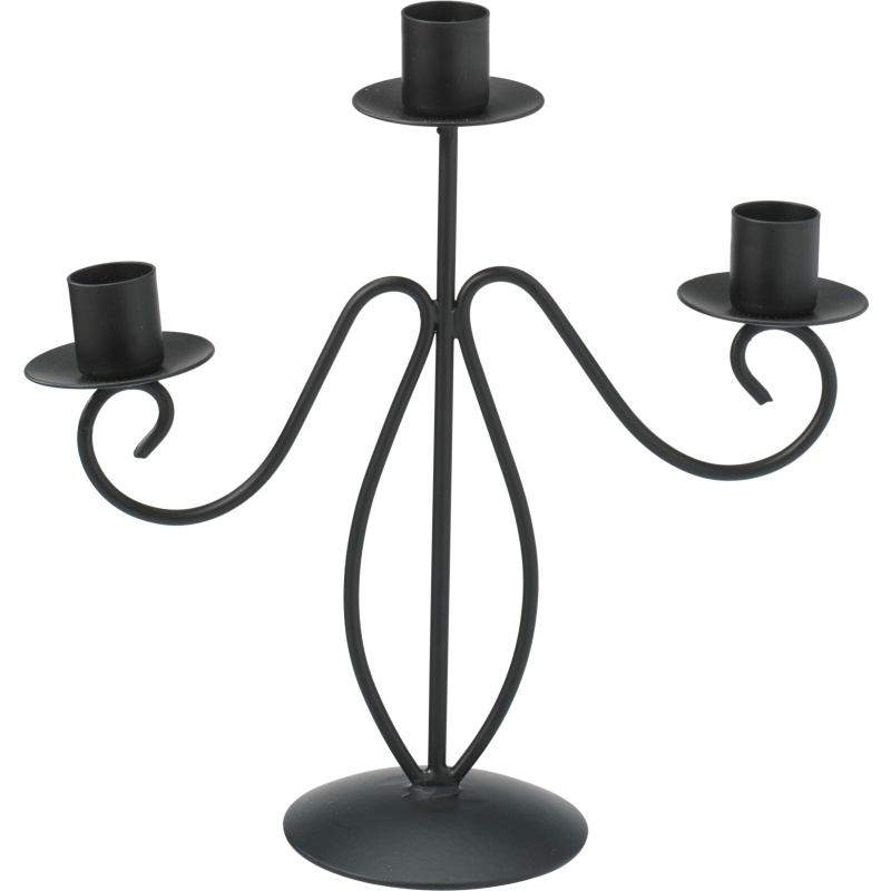 Home Styling Collection Trojramenný svícen, kov, 22 cm černá