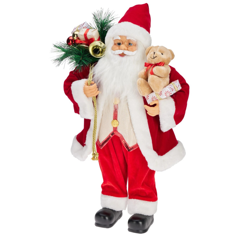 Koopman LED figurka Santy s medvídkem stojící, 30 × 20 × 60 cm