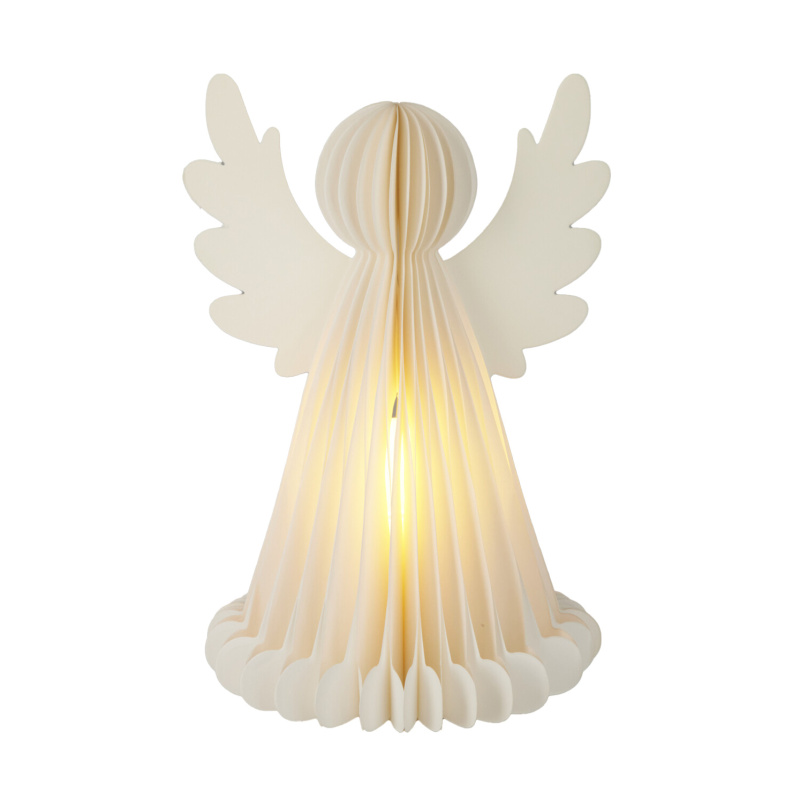 Home Styling Collection Svítící vánoční dekorace, papírový anděl se 6 LED diodami bílý