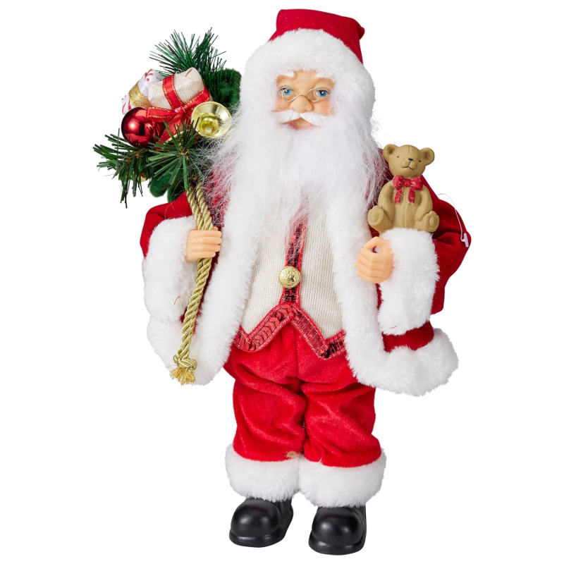 Koopman LED figurka Santy s medvídkem stojící, 20 × 10 × 30 cm