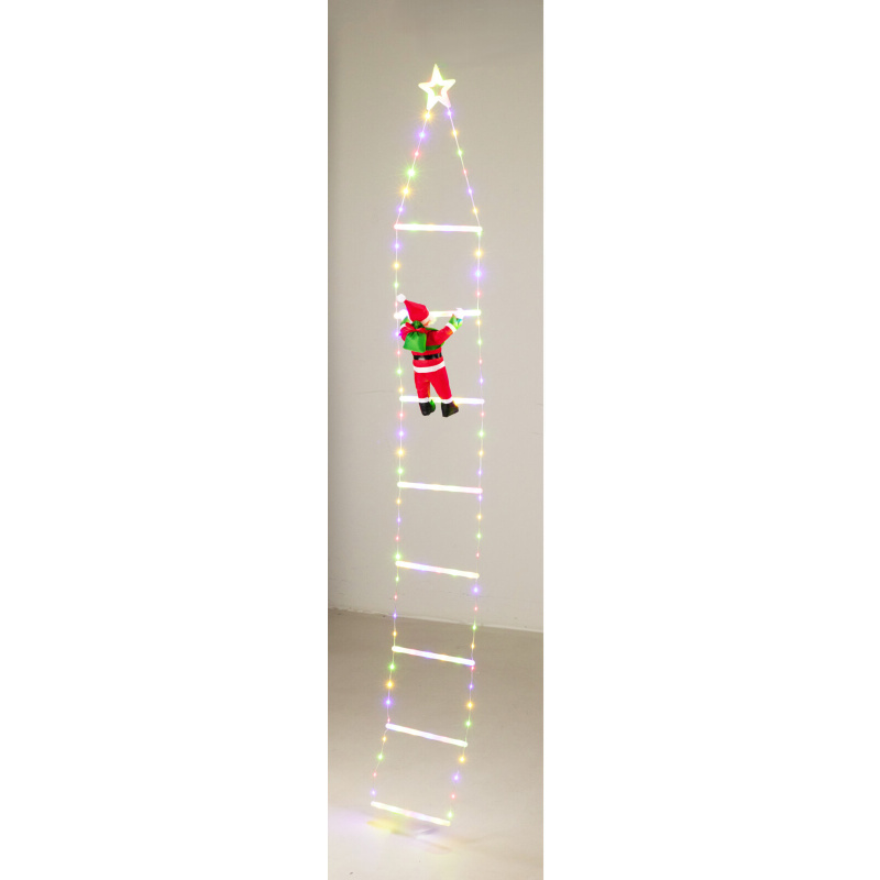 Home Styling Collection Vánoční dekorace, 124 LED, Mikuláš na žebříku hvězda, 2m bílý