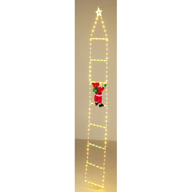 Home Styling Collection Vánoční dekorace, 124 LED, Mikuláš na žebříku, 2m zlatý