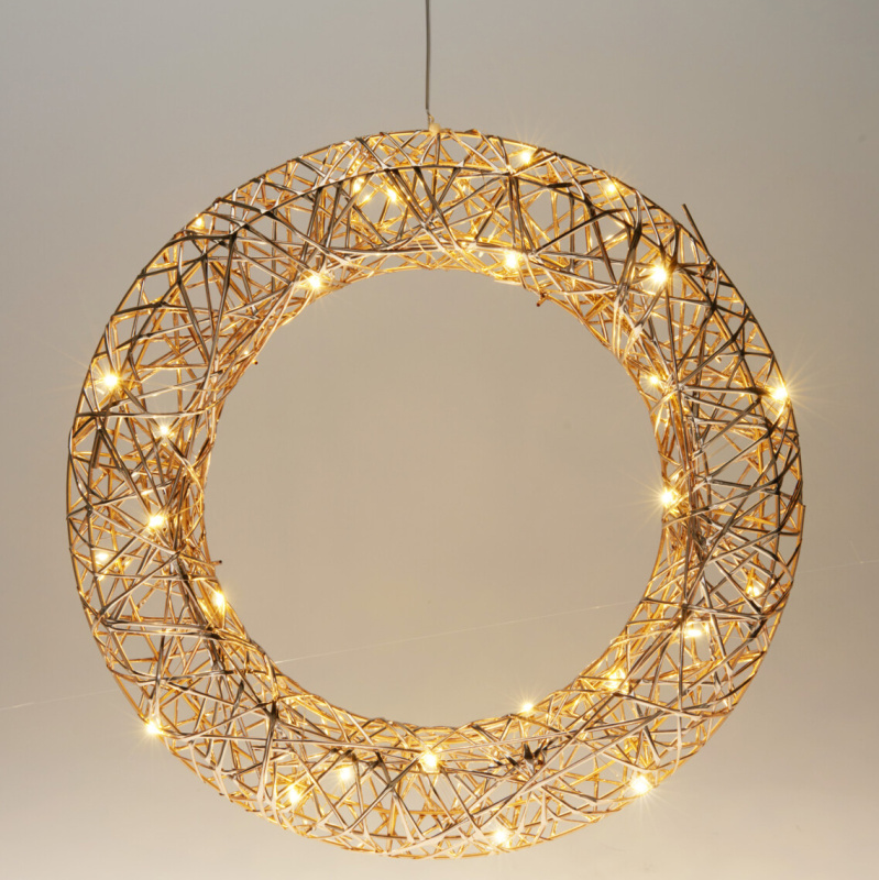 Home Styling Collection Vánoční dekorace, věnec s LED, Ø 40 cm zlatý