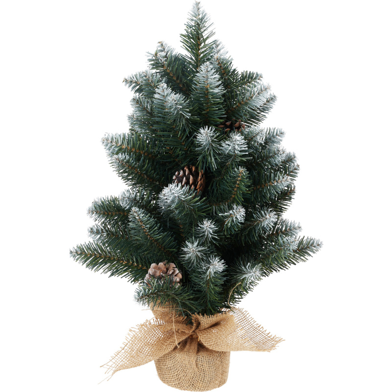 Home Styling Collection Zasněžený umělý vánoční stromek se šiškami, 60 cm zelený