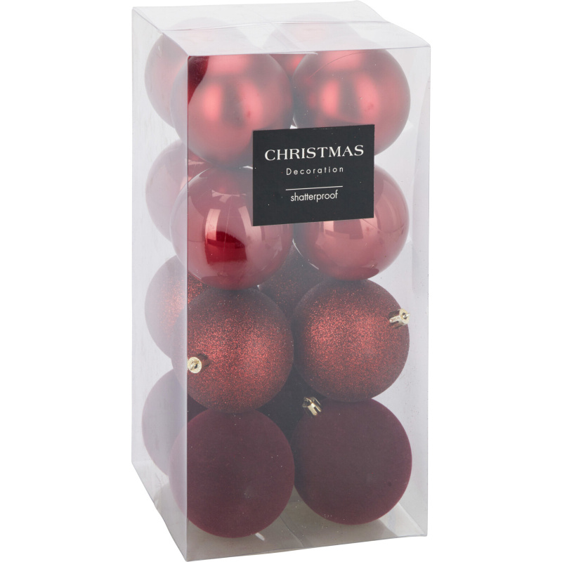 Home Styling Collection Sada 16 ks vánočních ozdob Ø 8 cm červený