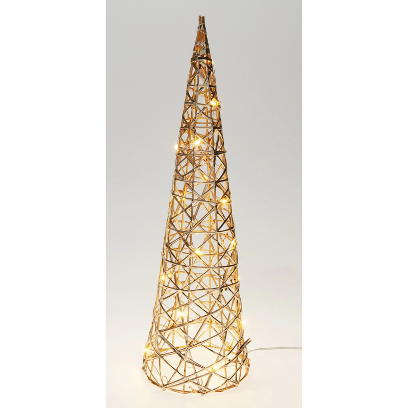 Vánoční dekorace kovový stromek 20 LED teplá bílá, zlatá, pr. 12 x 40 cm