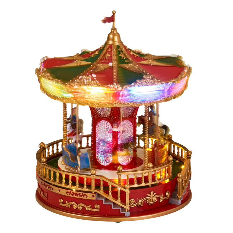 Home Styling Collection Vánoční LED kolotoč s hudbou a otočnými figurkami, 23 x 28 cm vícebarevný