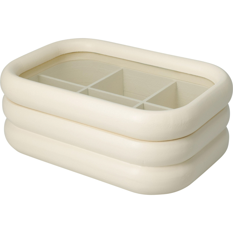 Home Styling Collection Čajová krabička s oblými hranami a skleněným víkem, 9 cm béžová 104755