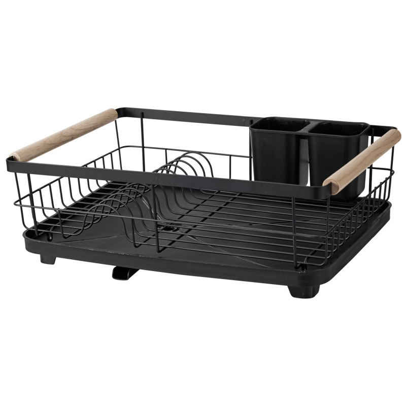 EH Excellent Houseware Ocelový odkapávač na nádobí KORNE, 44 x 32 x 12,5 cm, černý černá 104661