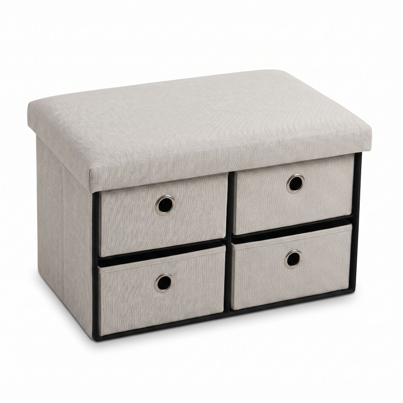 Storagesolutions Úložný box se sedátkem, 4 zásuvky, 60 x 38 x 38 cm béžová