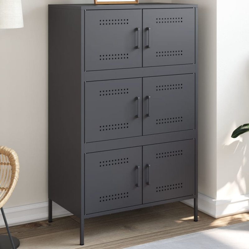 Skříň Highboard 68 X 39 X 113 Cm Ocel - Bílá