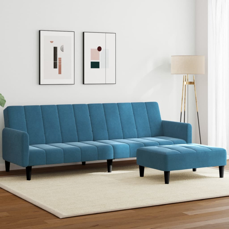 2Místná Rozkládací Pohovka S Podnožkou Samet