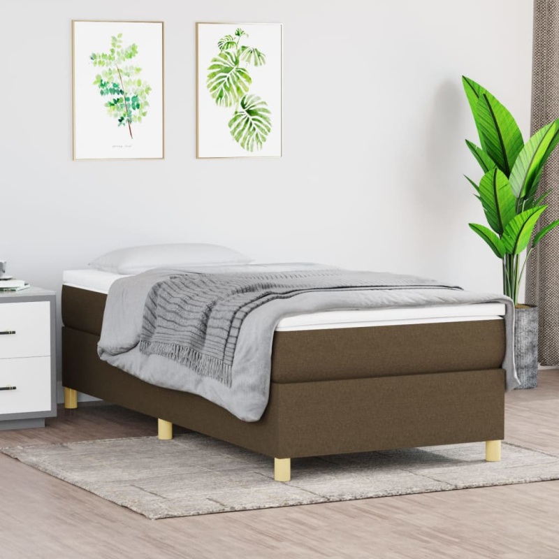 Box spring postel s matrací tmavě hnědá 120x190 cm textil