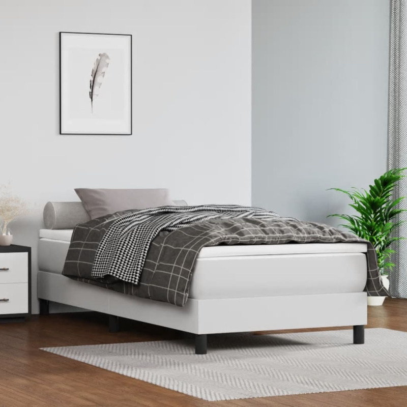 Box spring postel s matrací bílá 120x190 cm umělá kůže
