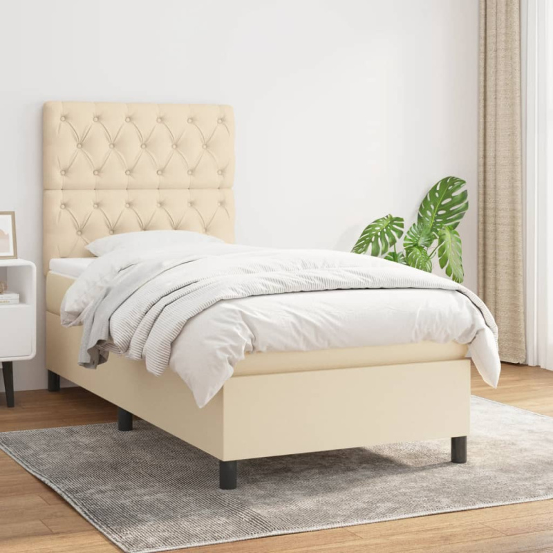 Box spring postel s matrací krémová 120x190 cm textil