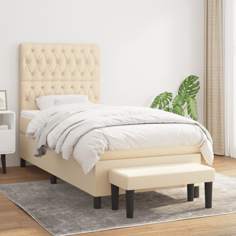 Box spring postel s matrací krémová 120x190 cm textil