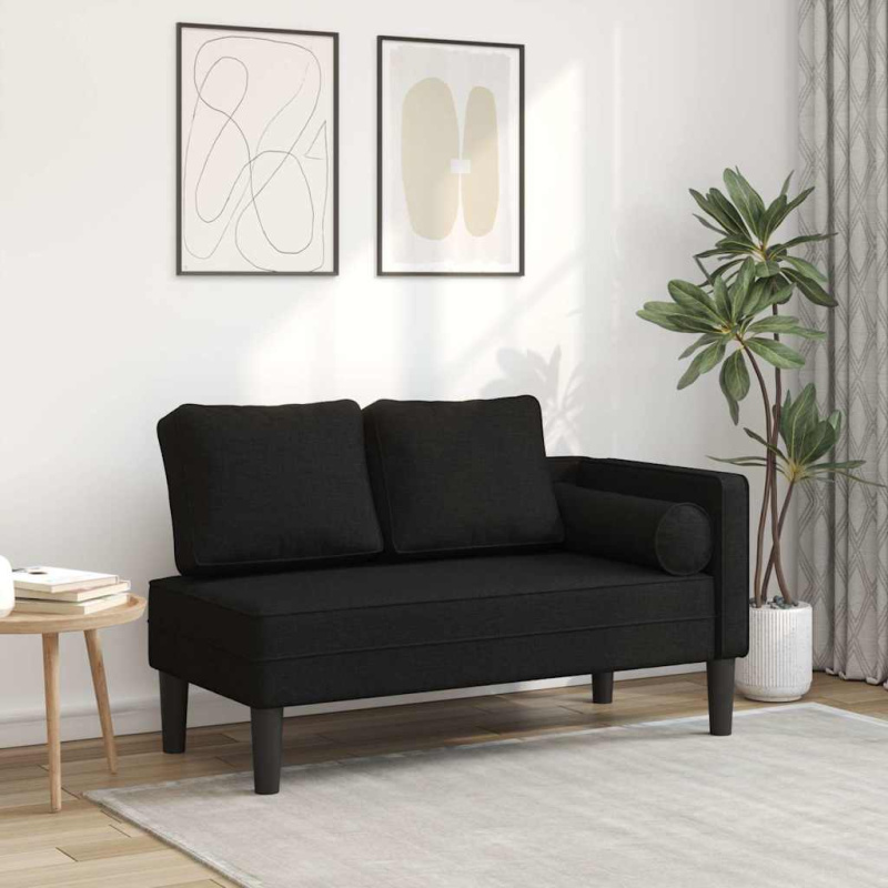 Lenoška S Poduškami Černá Textil - Taupe