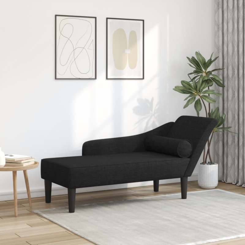 Lenoška S Poduškami Černá Textil - Taupe