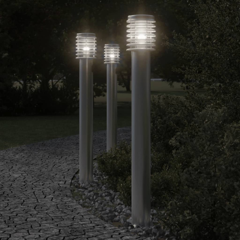 Venkovní Stojací Lampa 110Cm Nerezová Ocel Stříbrná - 1 / S čidlem