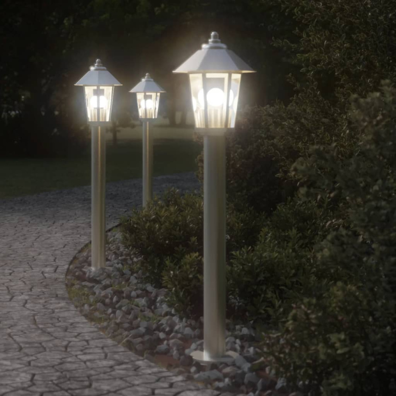 Venkovní Stojací Lampa Nerezová Ocel Stříbrná - 1 / 120 cm