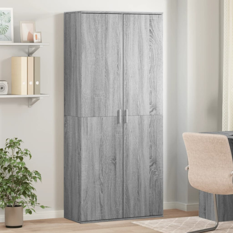 Skříň Highboard Šedá Sonoma 80 X 35 X 180 Cm Kompozitní Dřevo - Betonová šedá