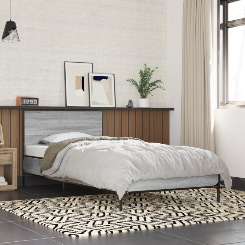 Rám Postele Šedý Sonoma Kompozitní Dřevo A Kov - dub sonoma / 140 x 190 cm?