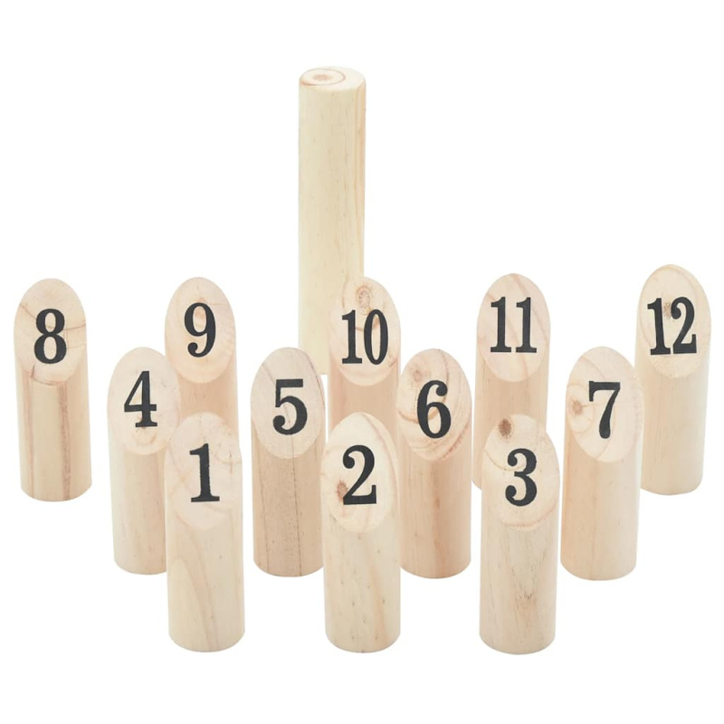 13Dílná Herní Sada Kubb S Čísly Přenosný Vak Masivní Borovice