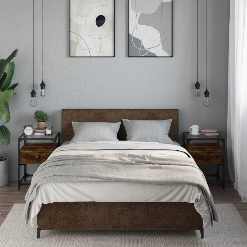 Noční Stolky 2 Ks 40 X 40 X 55 Cm Kompozitní Dřevo - Černá / 1